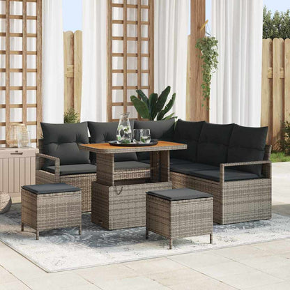 Tuin Sofa Set met kussen met opslag met kussen 8 pcs Grijs