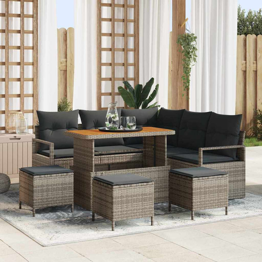 Tuin Sofa Set met kussen met opslag met kussen 9 pcs Grijs