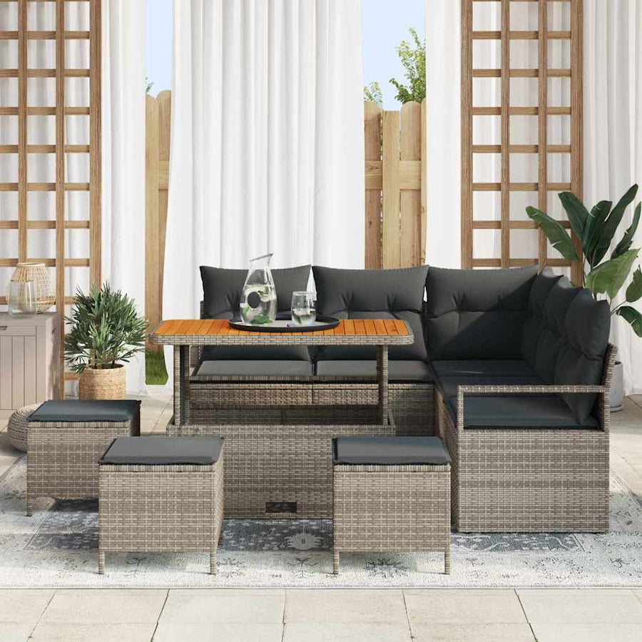 Tuin Sofa Set met kussen met opslag met kussen 9 pcs Grijs