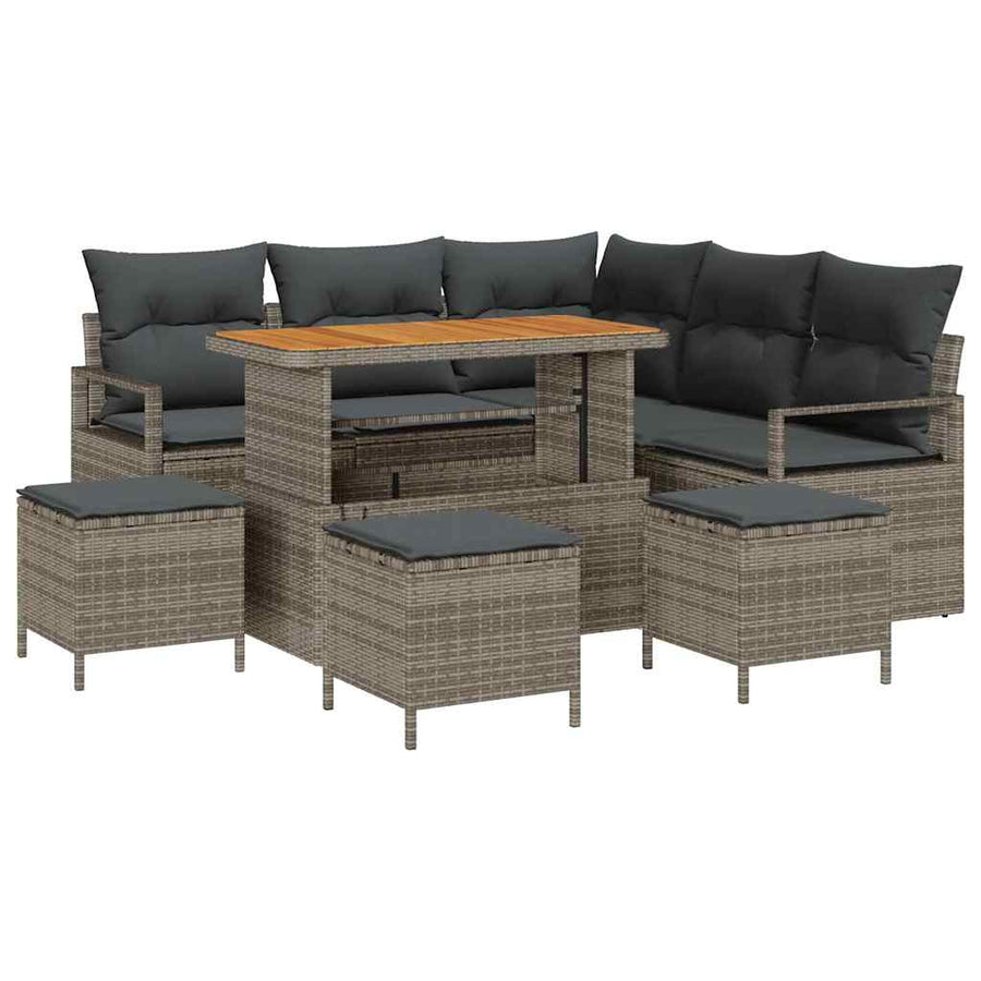 Tuin Sofa Set met kussen met opslag met kussen 9 pcs Grijs