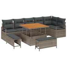 Tuin Sofa Set met kussen met opslag met kussen 9 pcs Grijs