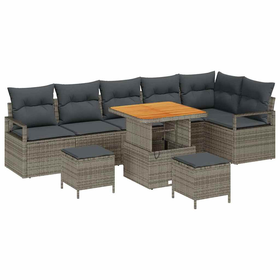 Tuin Sofa Set met kussen met opslag met kussen 9 pcs Grijs
