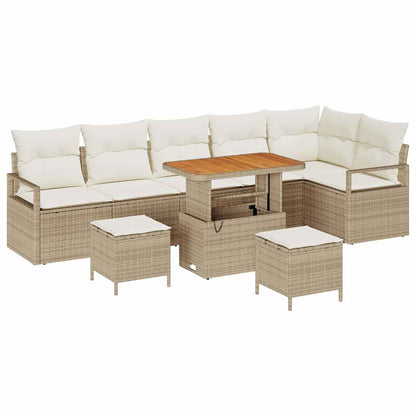 Tuin Sofa Set met kussen met opslag 9 pcs Beige en Crème