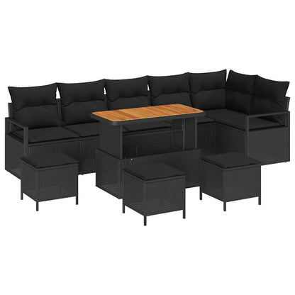 Tuin Sofa Set met kussen met opslag met kussen 10 pcs Zwart