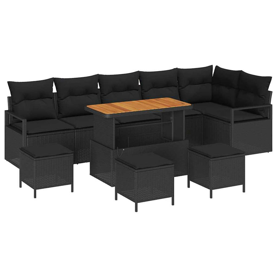 Tuin Sofa Set met kussen met opslag met kussen 10 pcs Zwart