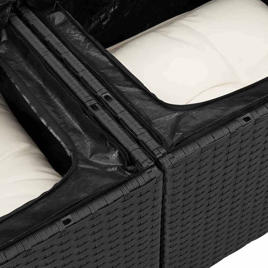 Tuin Sofa Set met kussen met opslag 10 pcs Zwart en Crème