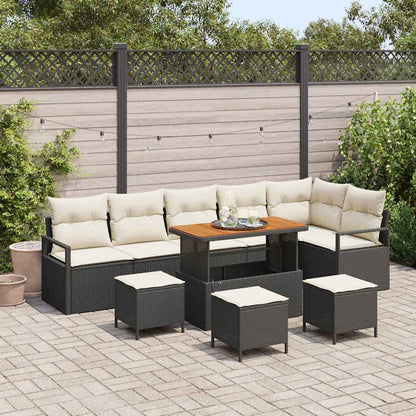 Tuin Sofa Set met kussen met opslag 10 pcs Zwart en Crème