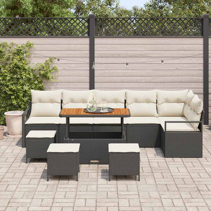 Tuin Sofa Set met kussen met opslag 10 pcs Zwart en Crème