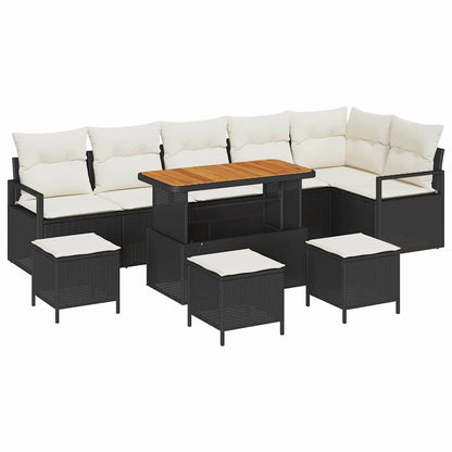 Tuin Sofa Set met kussen met opslag 10 pcs Zwart en Crème