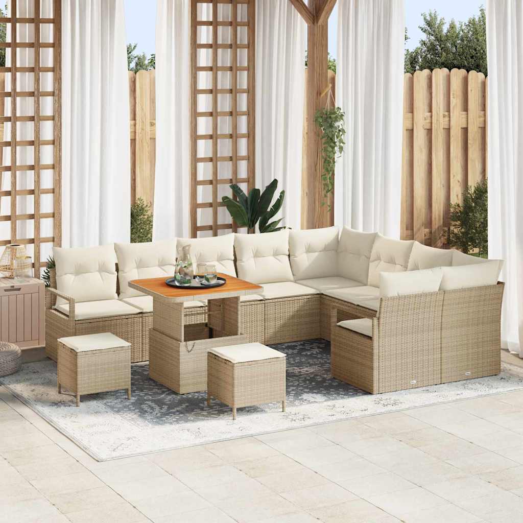 Tuin Sofa Set met kussen met opslag 12 pcs Beige en Crème