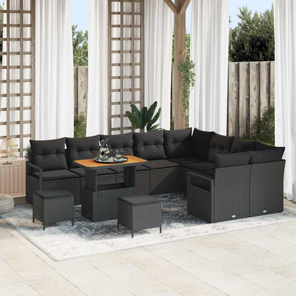 Tuin Sofa Set met kussen met opslag met kussen 12 pcs Zwart