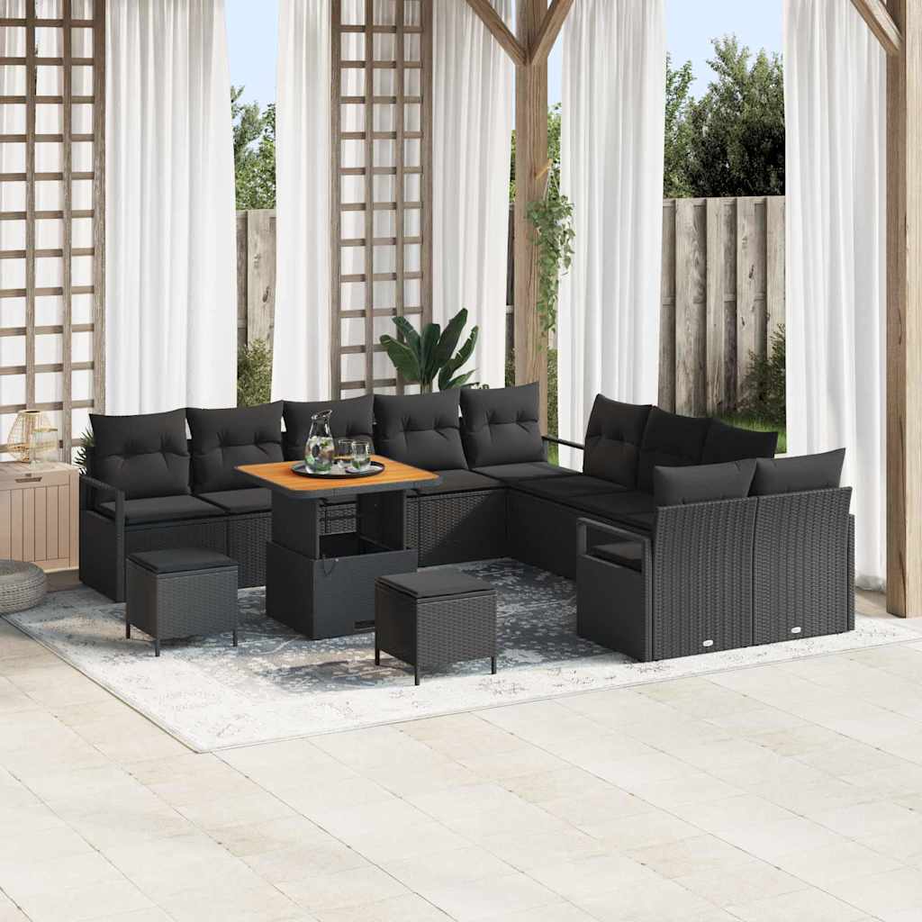 Tuin Sofa Set met kussen met opslag met kussen 13 pcs Zwart