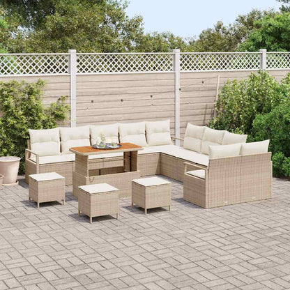Tuin Sofa Set met kussen met opslag 14 pcs Beige en Crème