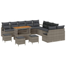 Tuin Sofa Set met kussen met opslag met kussen 14 pcs Grijs