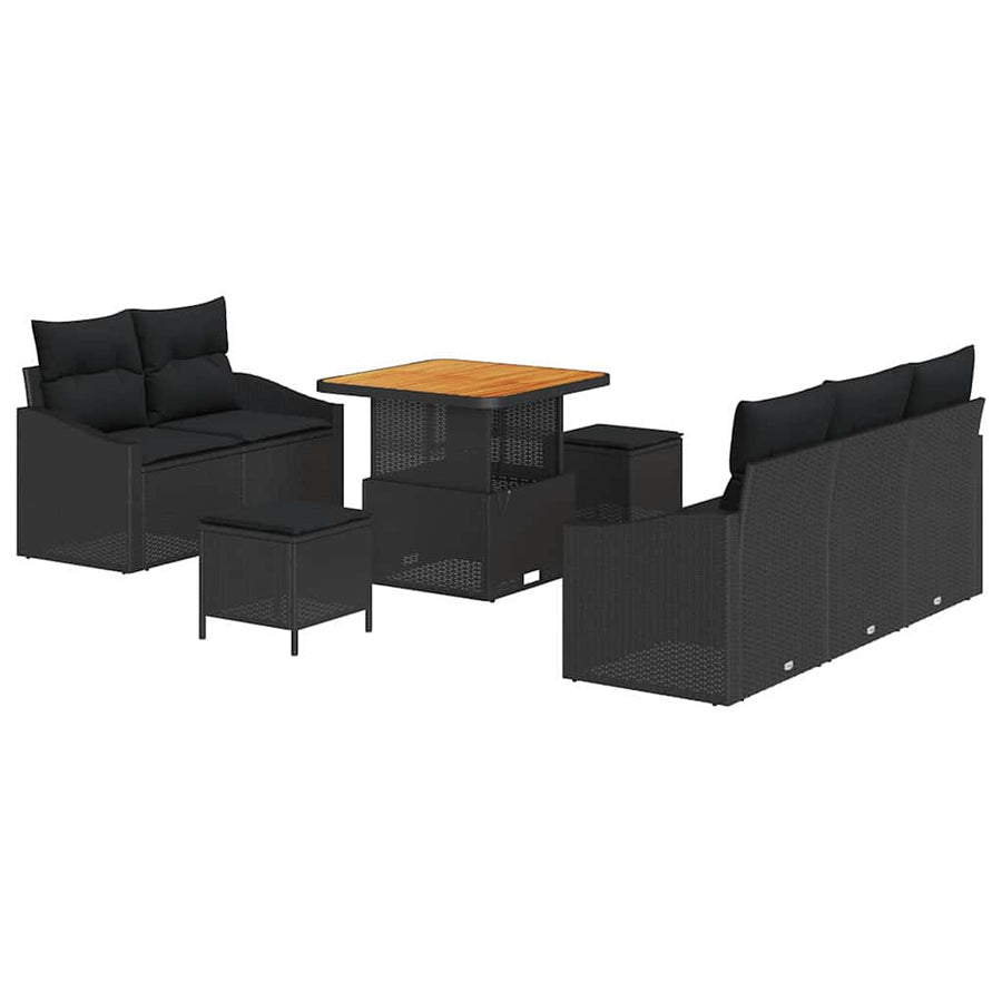 Tuin Sofa Set met kussen met opslag met kussen 8 pcs Zwart