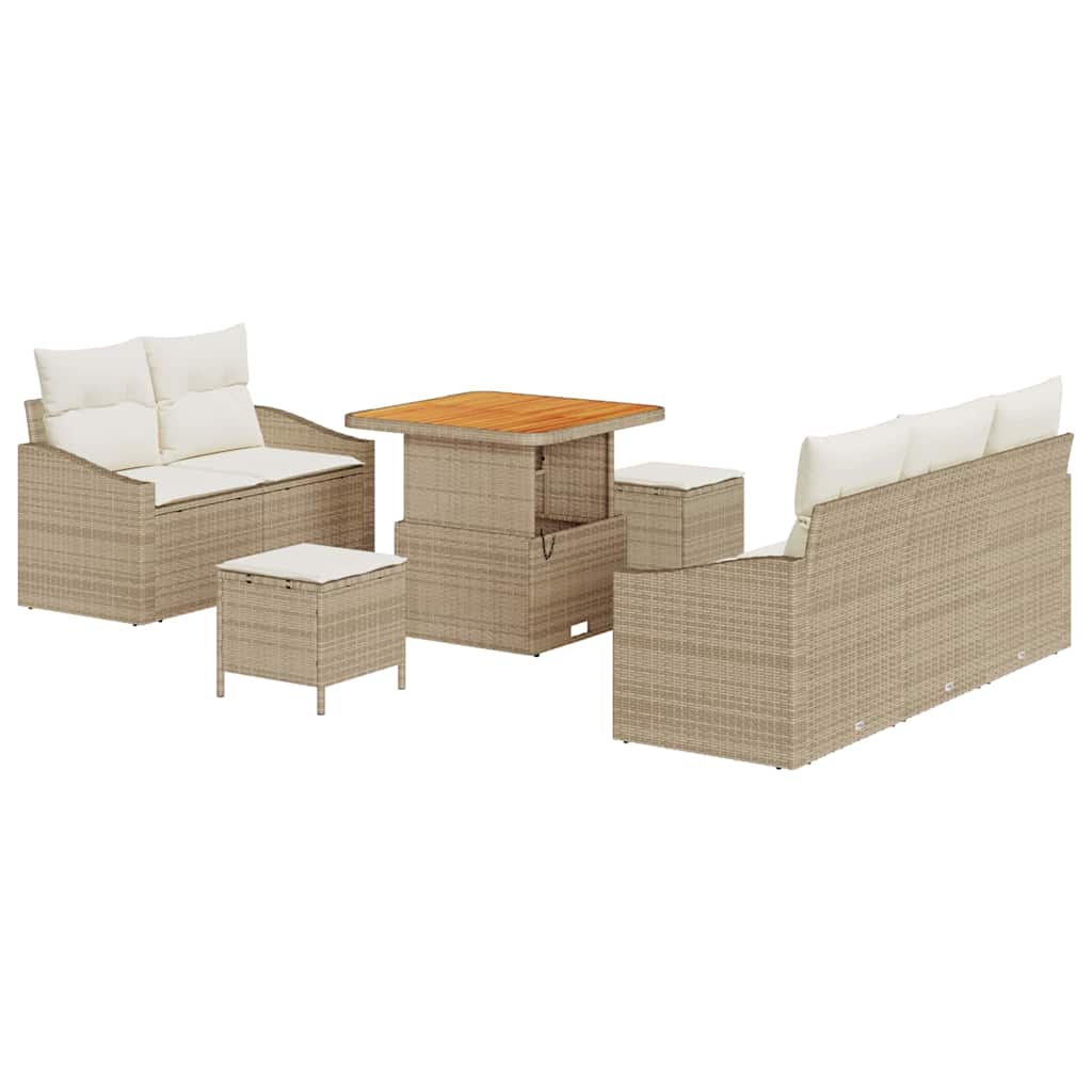 Tuin Sofa Set met kussen met opslag 8 pcs Beige en Crème