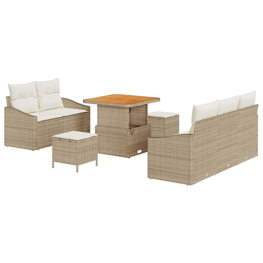 Tuin Sofa Set met kussen met opslag 8 pcs Beige en Crème