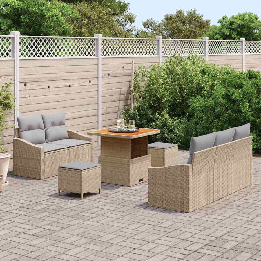 Tuin Sofa Set met kussen met opslag 8 pcs Beige en Licht Grijs