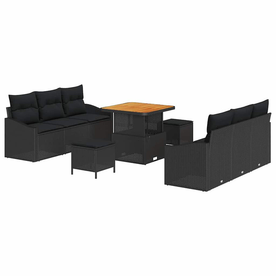 Tuin Sofa Set met kussen met opslag met kussen 9 pcs Zwart