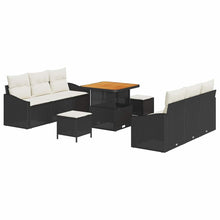Tuin Sofa Set met kussen met opslag 9 pcs Zwart en Crème