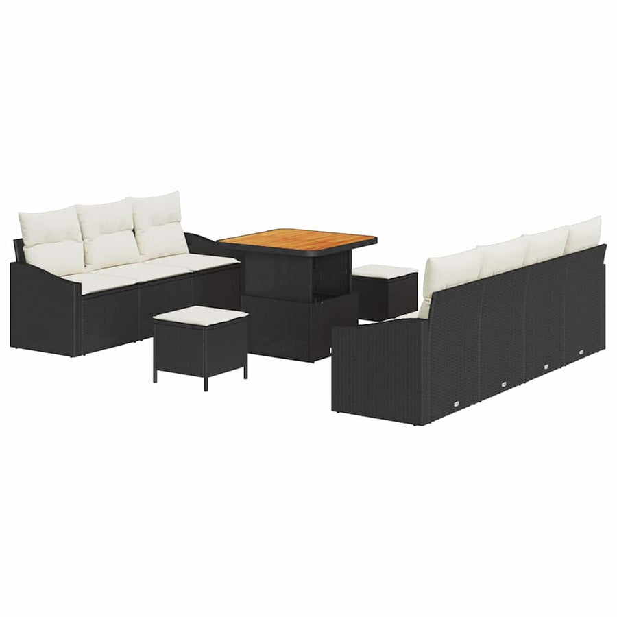 Tuin Sofa Set met kussen met opslag 10 pcs Zwart en Crème