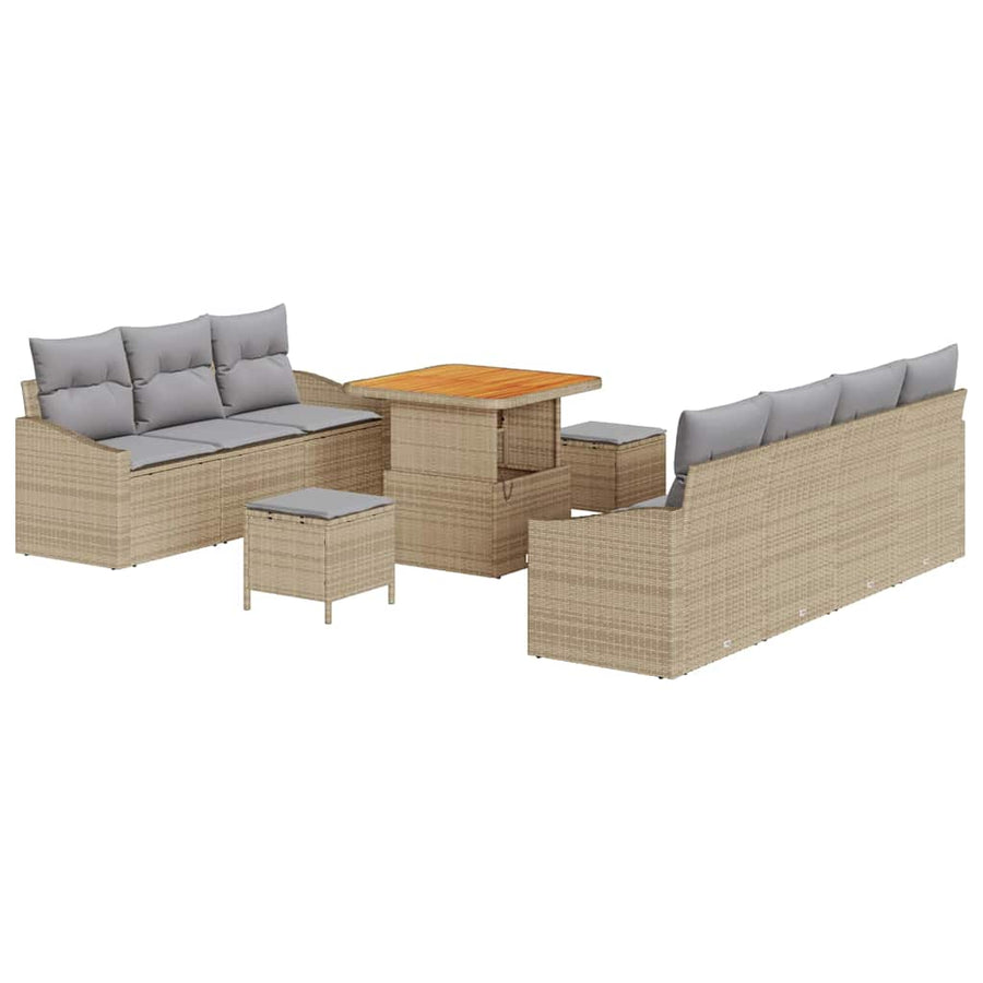 Tuin Sofa Set met kussen met opslag 10 pcs Beige en Licht Grijs