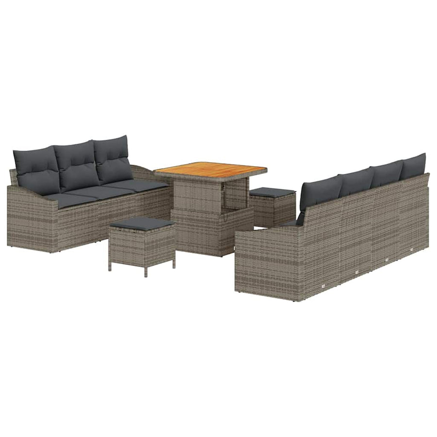 Tuin Sofa Set met kussen met opslag met kussen 10 pcs Grijs