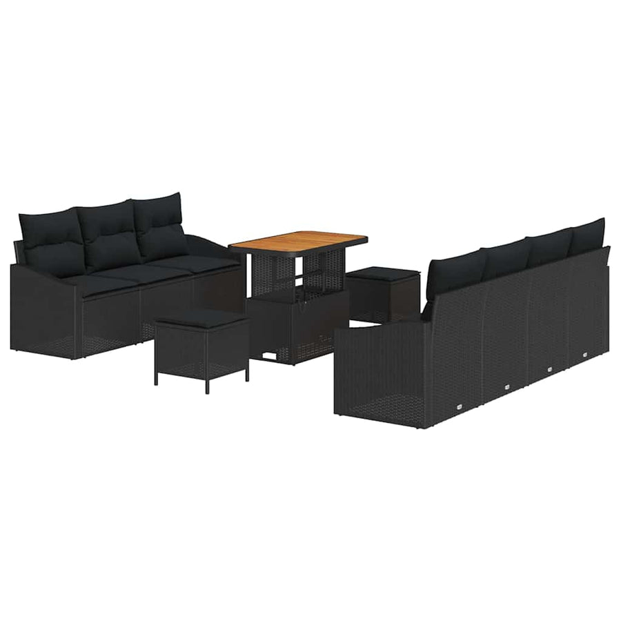 Tuin Sofa Set met kussen met opslag met kussen 10 pcs Zwart