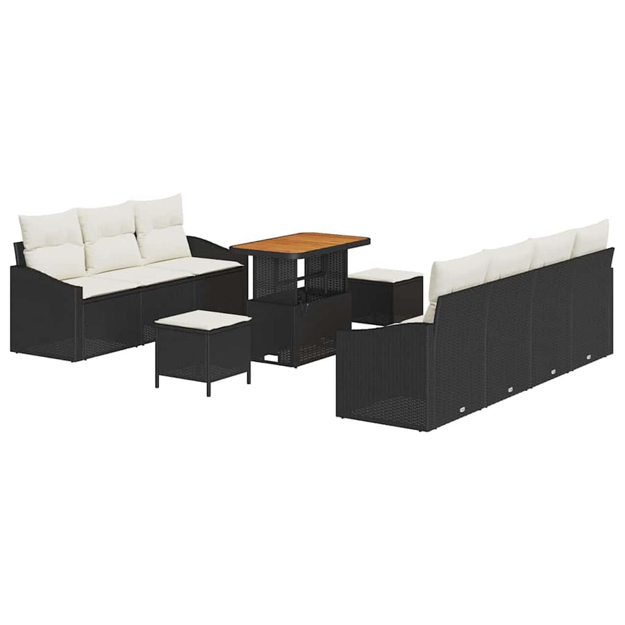Tuin Sofa Set met kussen met opslag 10 pcs Zwart en Crème