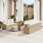 Garden Sofa Set with Cushions and Storage 10 pcs Beige and Cream