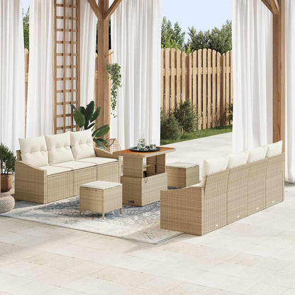 Tuin Sofa Set met kussen met opslag 10 pcs Beige en Crème