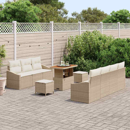 Tuin Sofa Set met kussen met opslag 10 pcs Beige en Crème