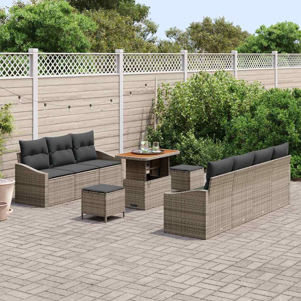 Tuin Sofa Set met kussen met opslag met kussen 10 pcs Grijs