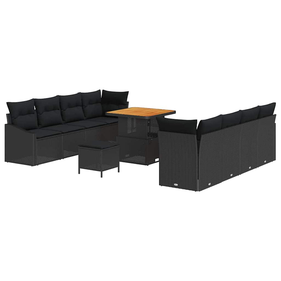 Tuin Sofa Set met kussen met opslag met kussen 11 pcs Zwart