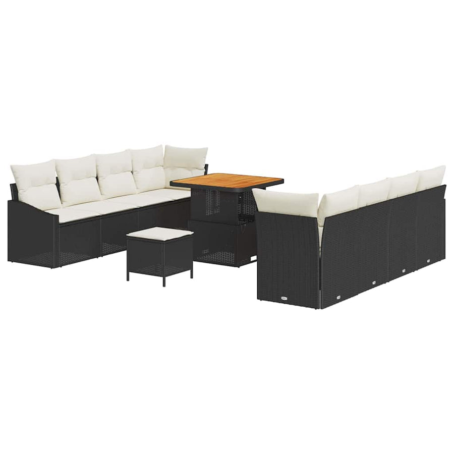 Tuin Sofa Set met kussen met opslag 11 pcs Zwart en Crème