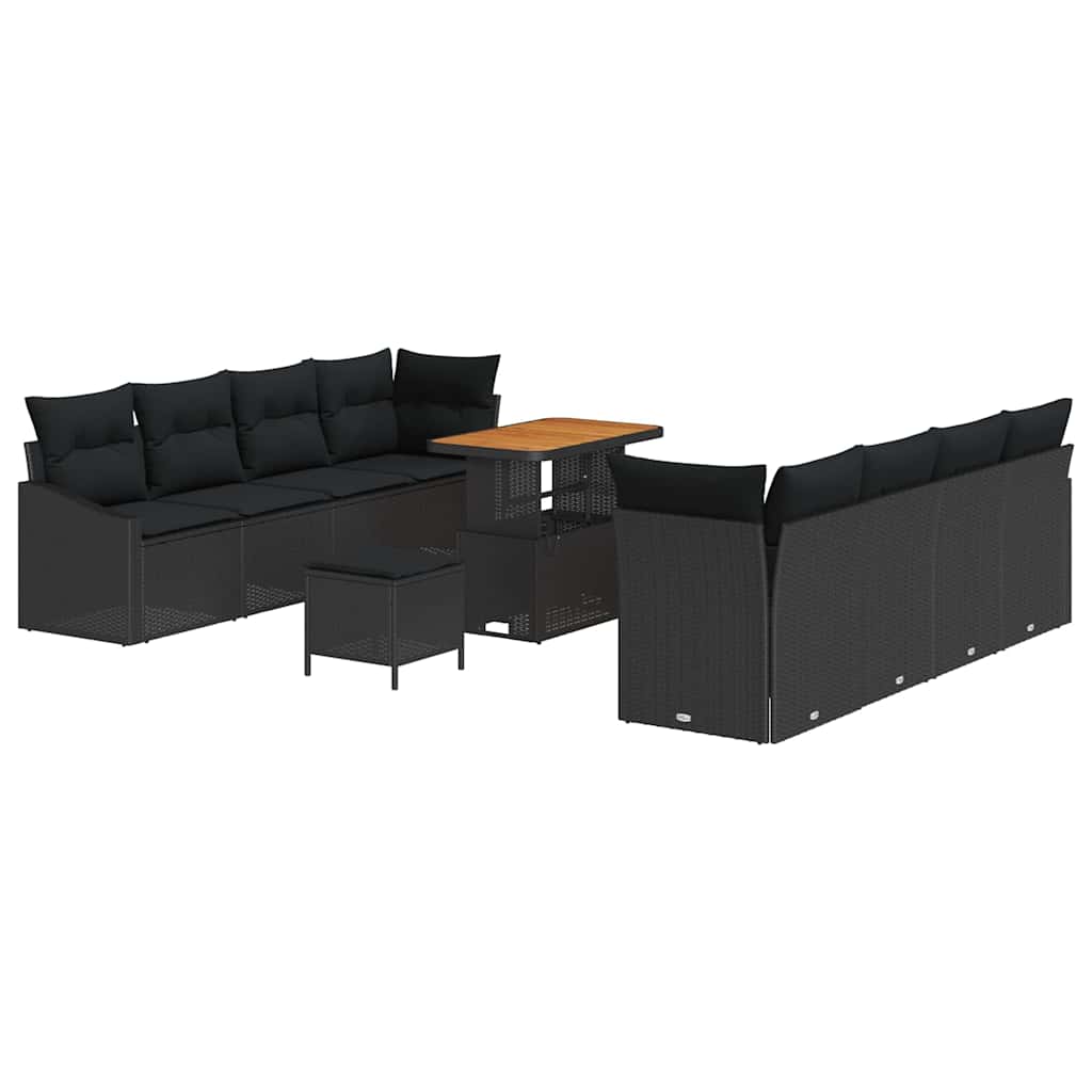 Tuin Sofa Set met kussen met opslag met kussen 11 pcs Zwart