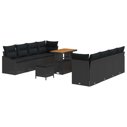 Tuin Sofa Set met kussen met opslag met kussen 11 pcs Zwart