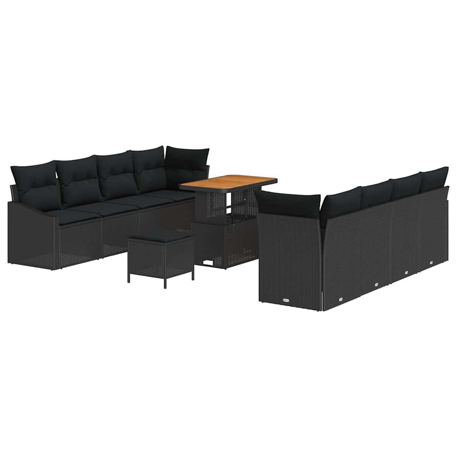 Tuin Sofa Set met kussen met opslag met kussen 11 pcs Zwart