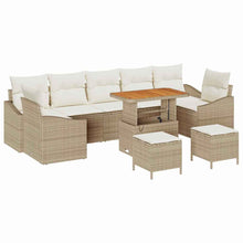 Tuinbankenset met kussen met opslag 10 pcs Beige Poly riet