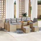 Garden lounge set with cushion with storage 10 pcs Beige Poly rattan