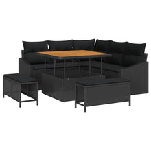 Tuinbankenset met kussen met opslag 8 pcs Zwart Poly riet