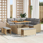 Garden Bench Set with Cushion with Storage 8 pcs Beige Poly Rattan