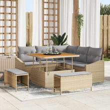 Tuin Sofa Set met kussen met opslag 8 pcs Beige en Licht Grijs