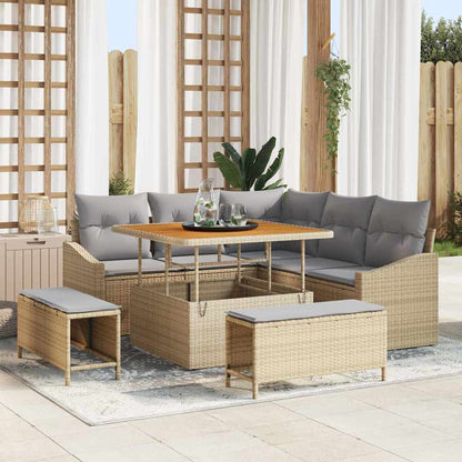 Tuin Sofa Set met kussen met opslag 8 pcs Beige en Licht Grijs