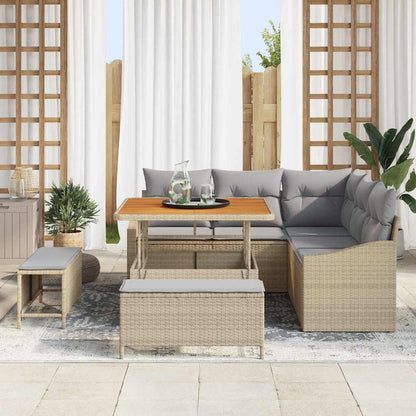 Tuin Sofa Set met kussen met opslag 8 pcs Beige en Licht Grijs