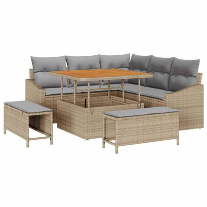 Tuin Sofa Set met kussen met opslag 8 pcs Beige en Licht Grijs