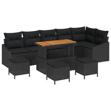 Tuinbankenset met kussen met opslag 10 pcs Zwart Poly riet