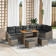 Tuinbankenset met kussen met opslag 10 pcs Grijs Poly riet
