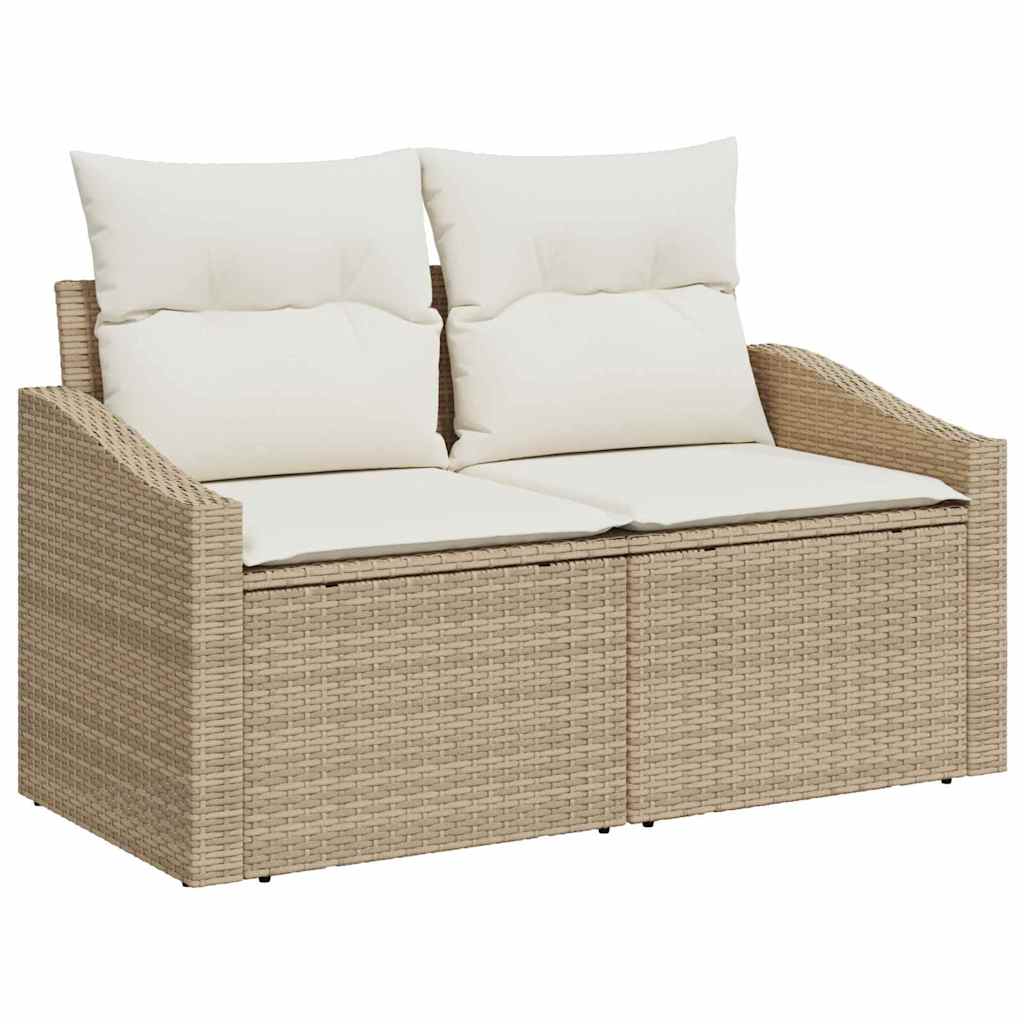 Tuinbankenset met kussen met opslag 12 pcs Beige Poly riet