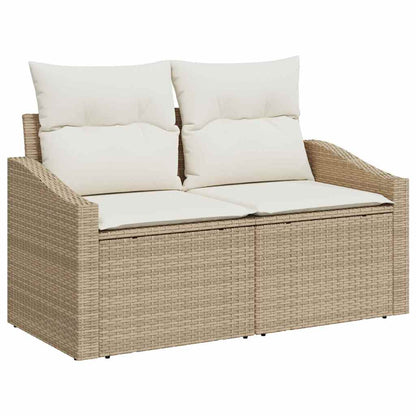 Tuinbankenset met kussen met opslag 12 pcs Beige Poly riet
